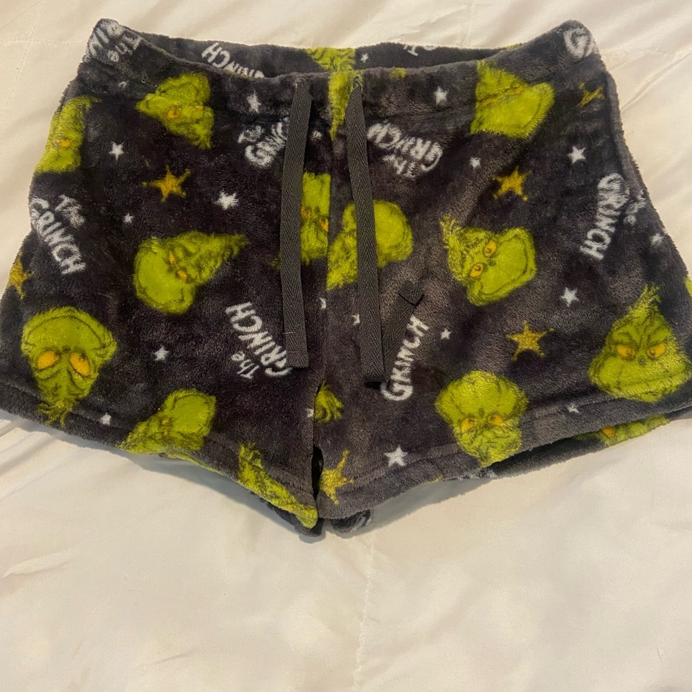 Dr. Seuss Grinch Fleece Shorts - Dark Grey and Green.
